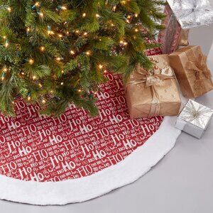 Red and White Ho Ho Ho Cotton 72" Tree Skirt